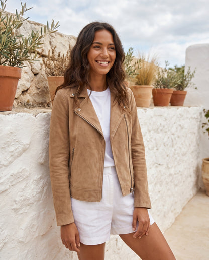 Veste en Daim Style Biker Femme