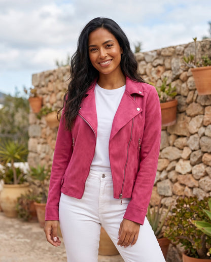Veste en Daim Style Biker Femme