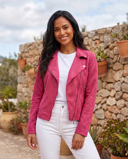 Veste en Daim Style Biker Femme