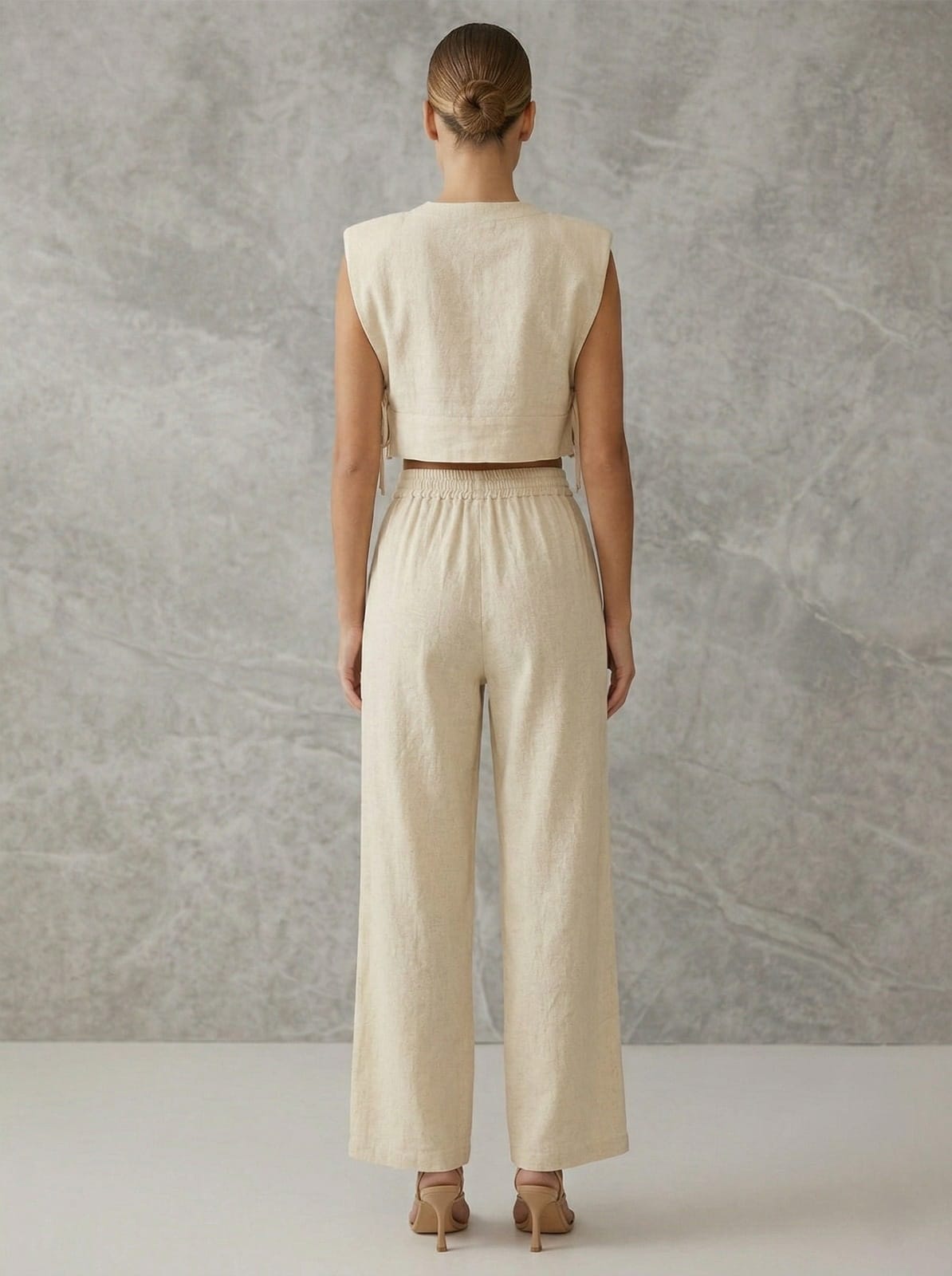 Ruœgy Ensemble Pantalon Large En Lin Femme