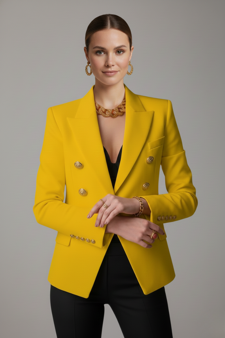Ruœgy Blazer Croisé Boutons Dorés Femme