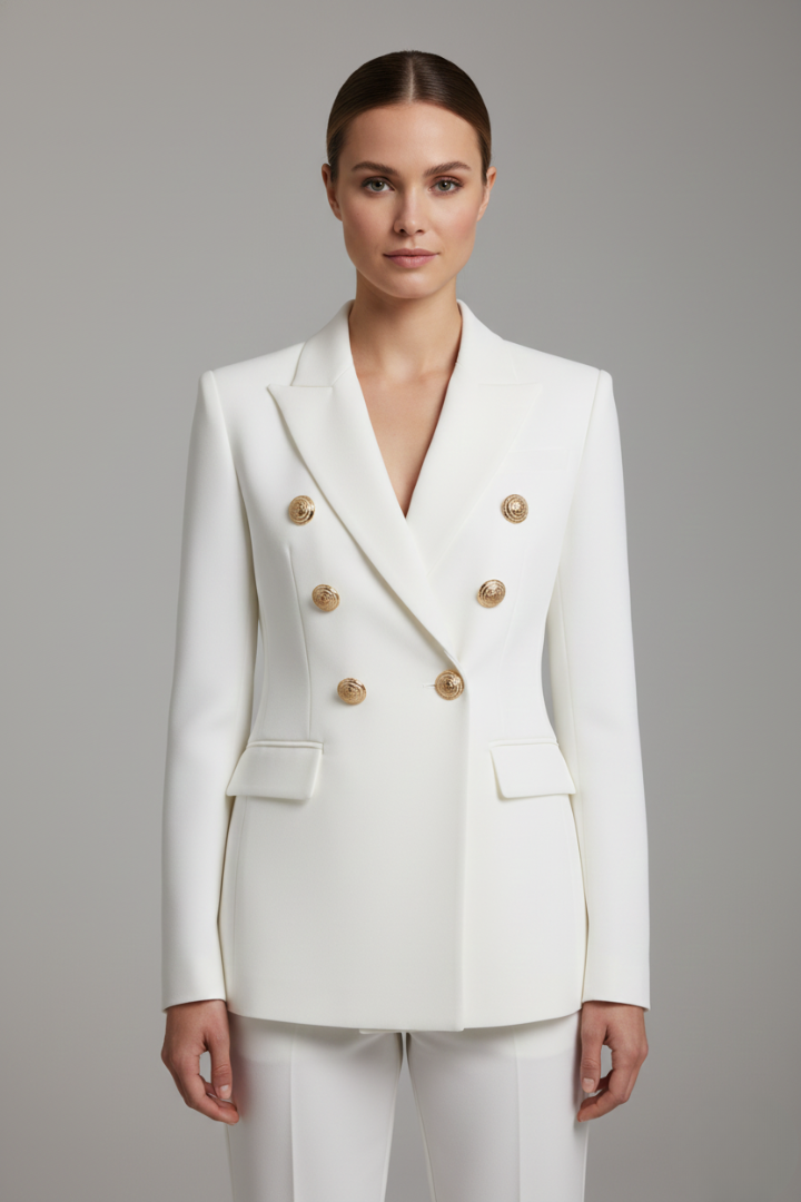 Ruœgy Blazer Croisé Boutons Dorés Femme