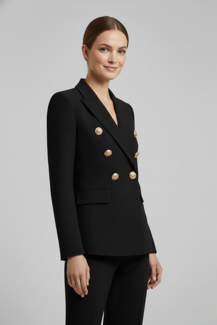 Ruœgy Blazer Croisé Boutons Dorés Femme