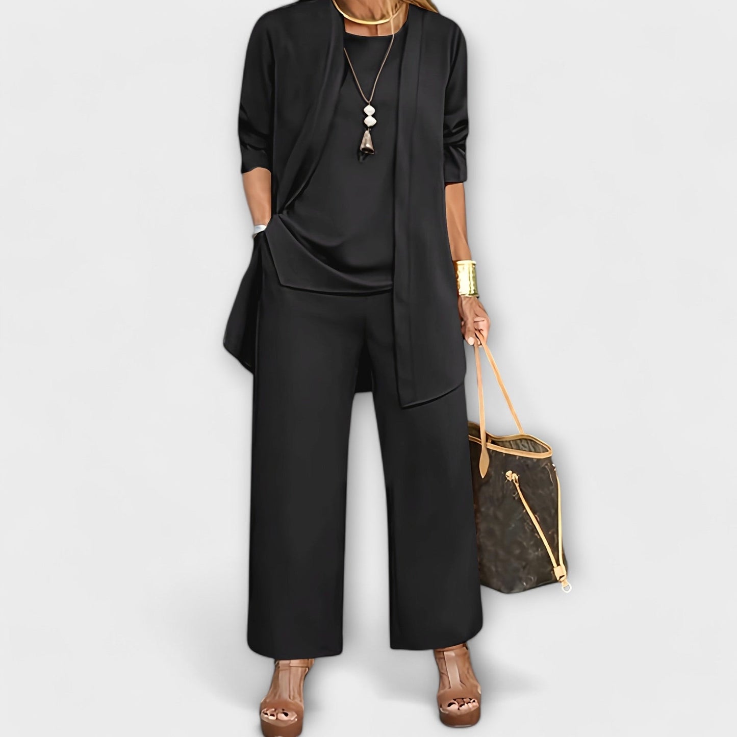 Ruœgy Ensemble 3 Pièces Gilet Long Femme