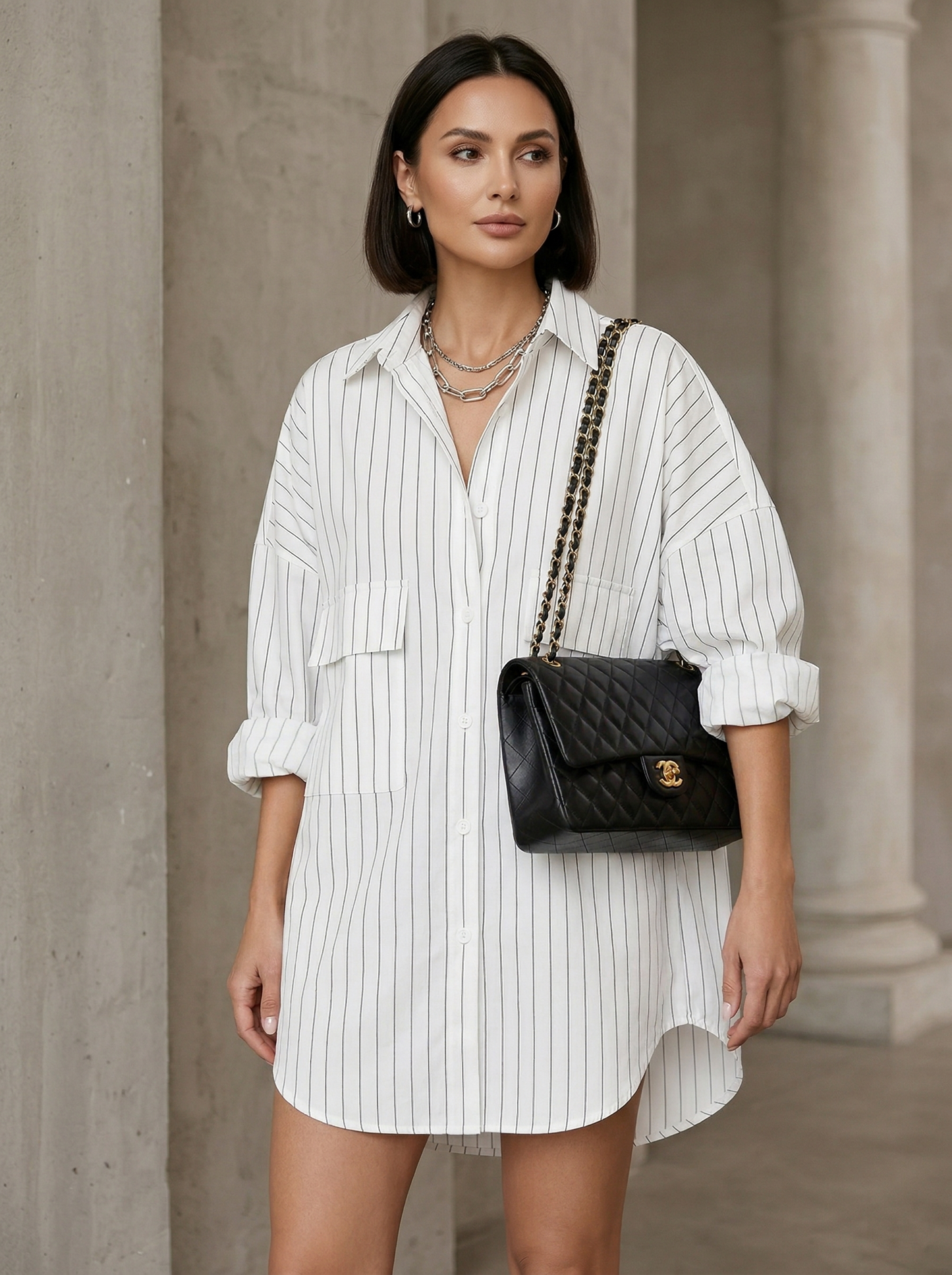 Ruœgy Chemise Rayée Oversize Femme