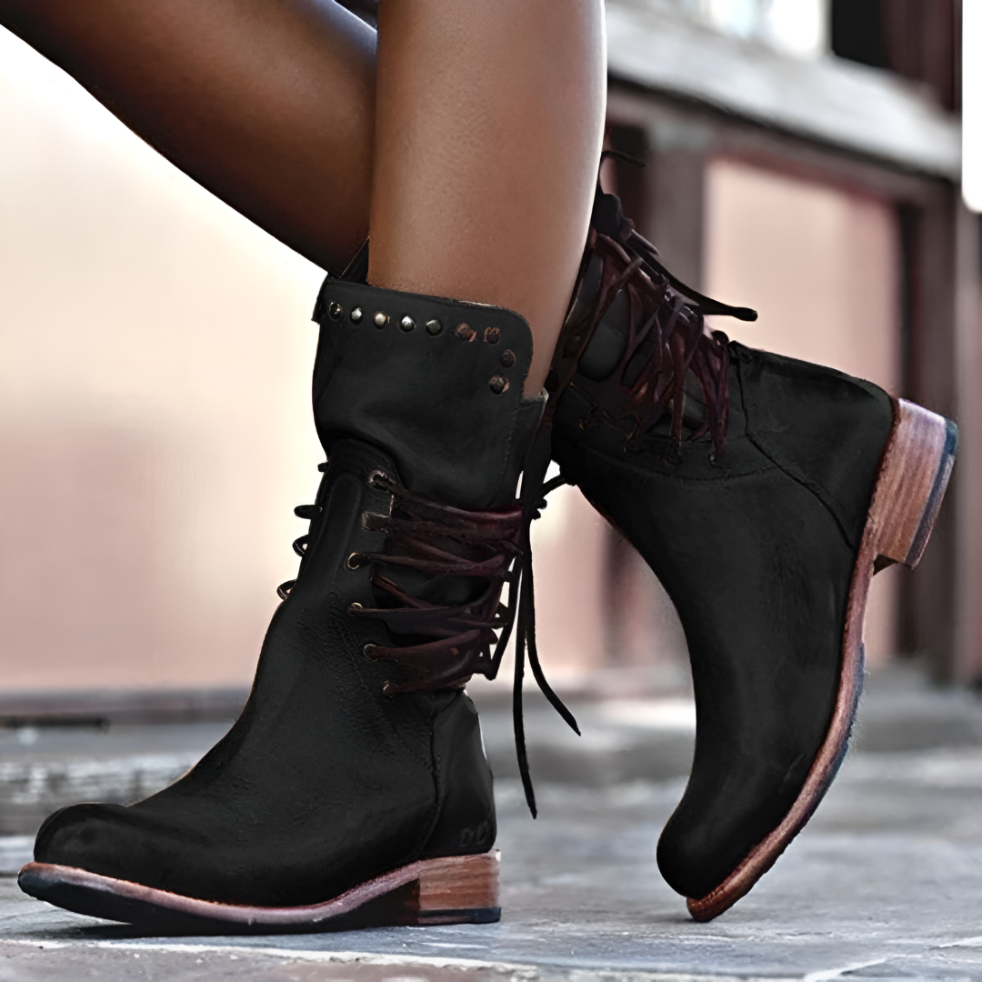 Bottes Femme en Cuir à Lacets