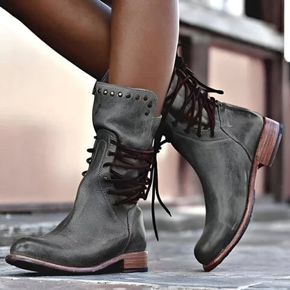Bottes Femme en Cuir à Lacets