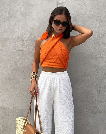 Ruœgy Crisscross Halter Tank Top