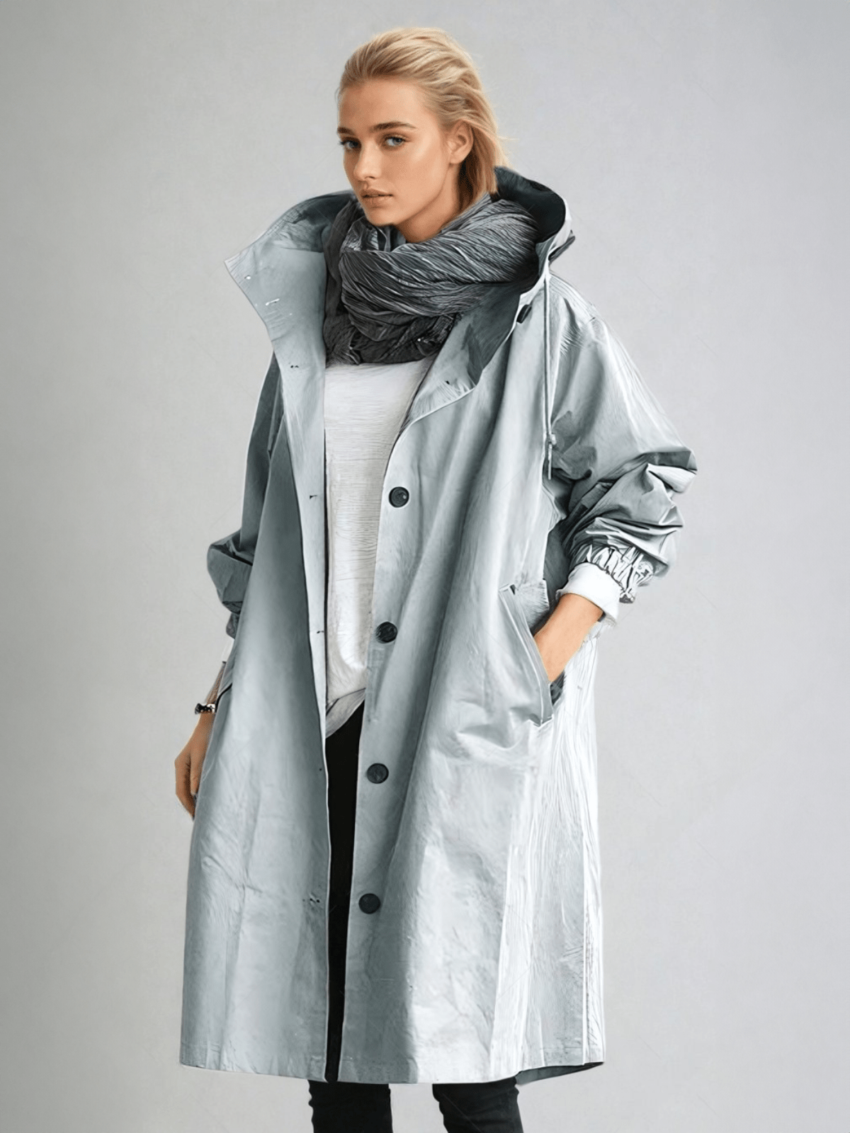 Ruœgy Trench Oversize à Capuche Boutonné Femme