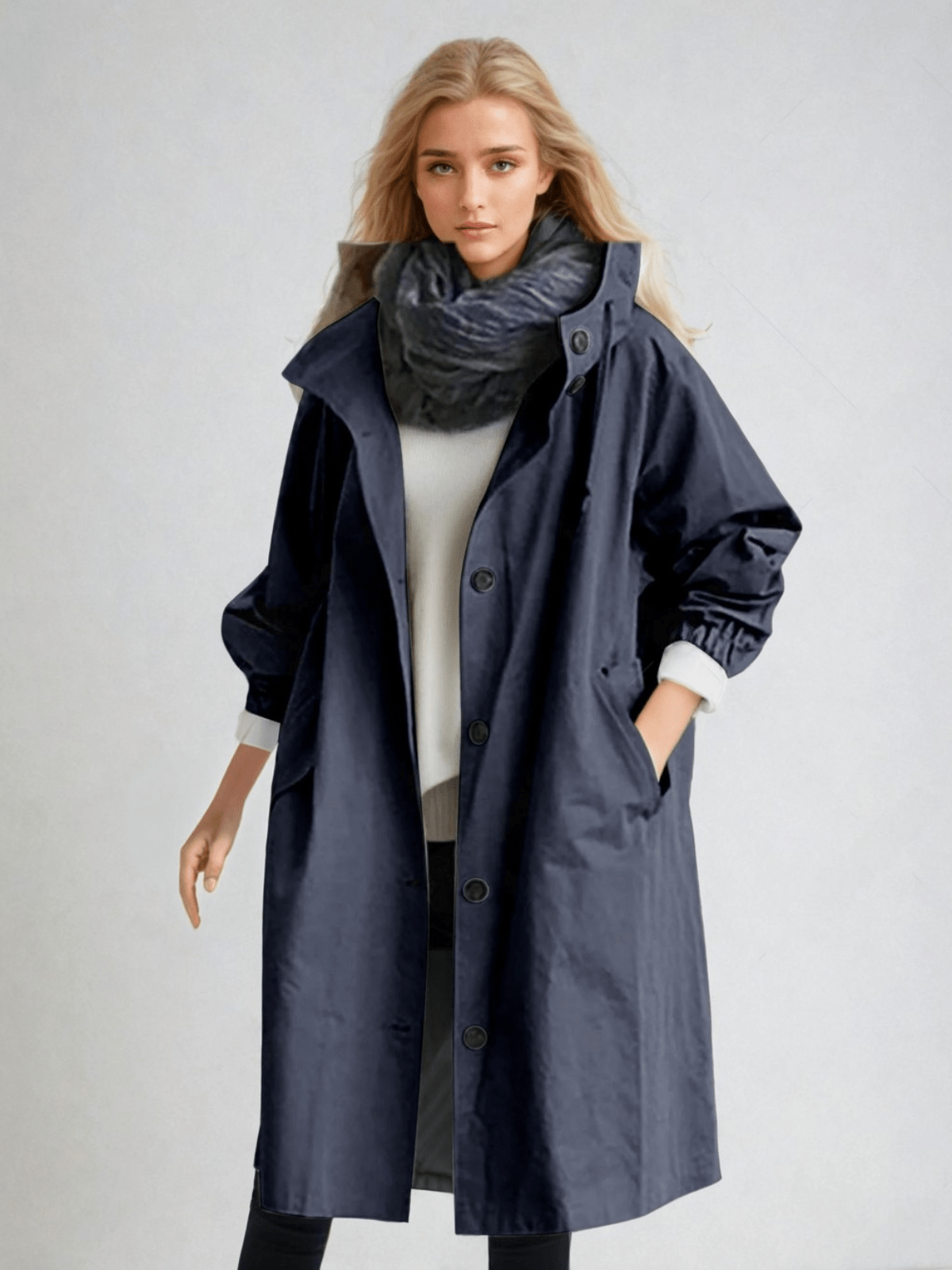 Ruœgy Trench Oversize à Capuche Boutonné Femme