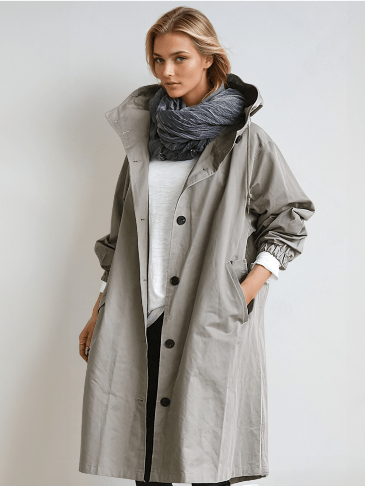 Ruœgy Trench Oversize à Capuche Boutonné Femme