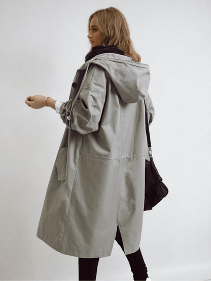 Ruœgy Trench Oversize à Capuche Boutonné Femme