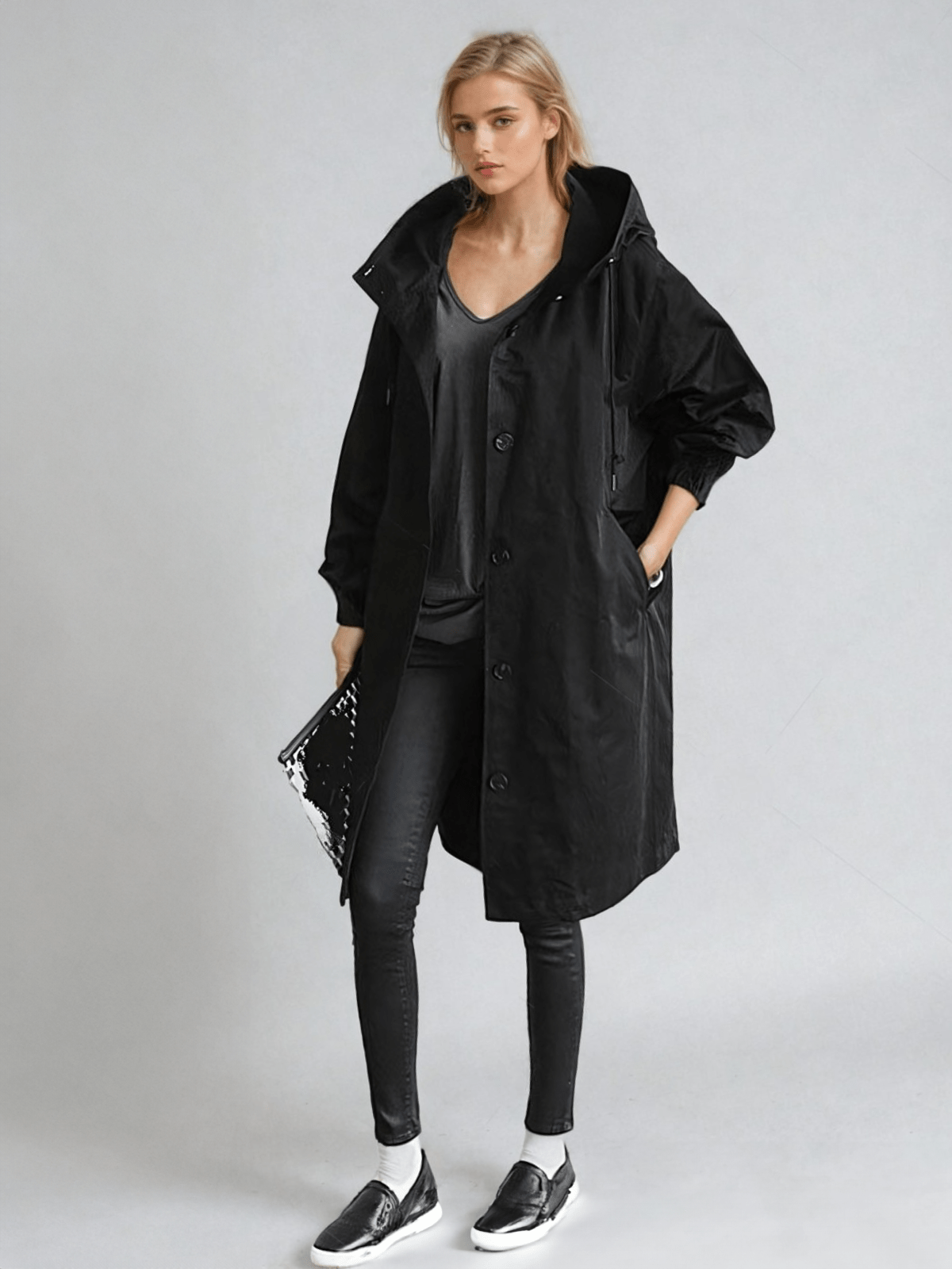 Ruœgy Trench Oversize à Capuche Boutonné Femme