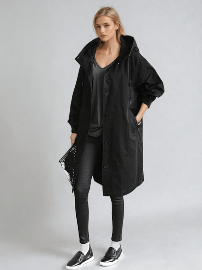 Ruœgy Trench Oversize à Capuche Boutonné Femme