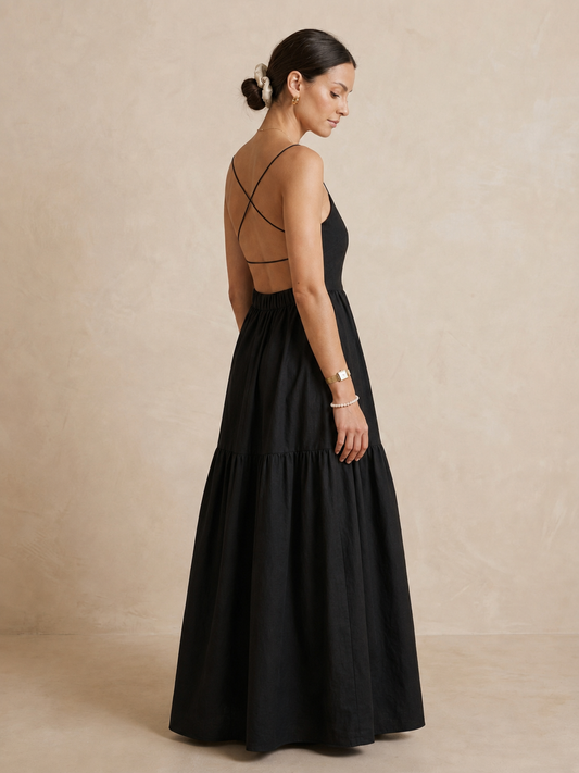 Ruœgy Robe Dos Nu Longue Élégante Femme