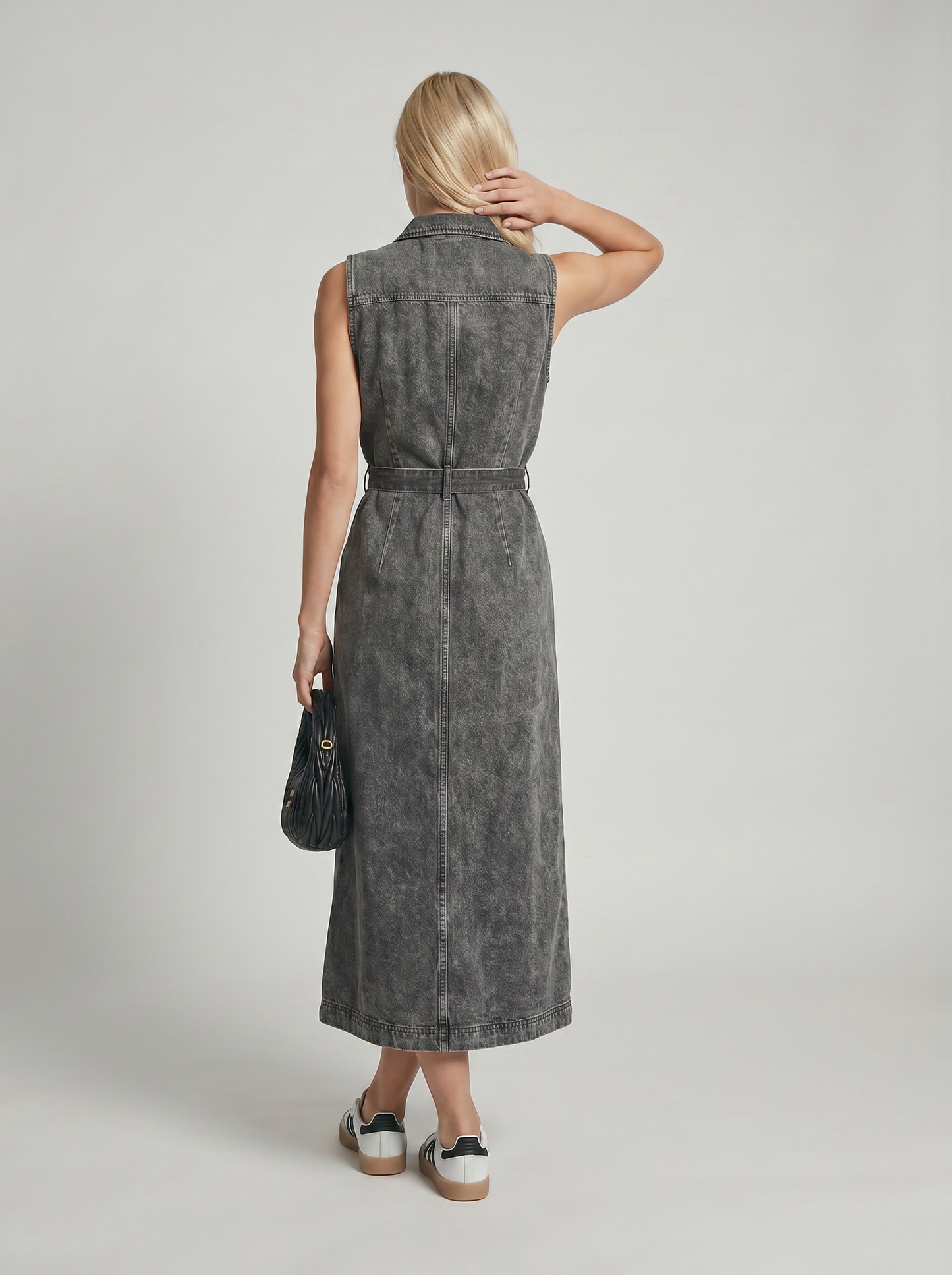 Robe Maxi Femme en Denim à Coupe Longue