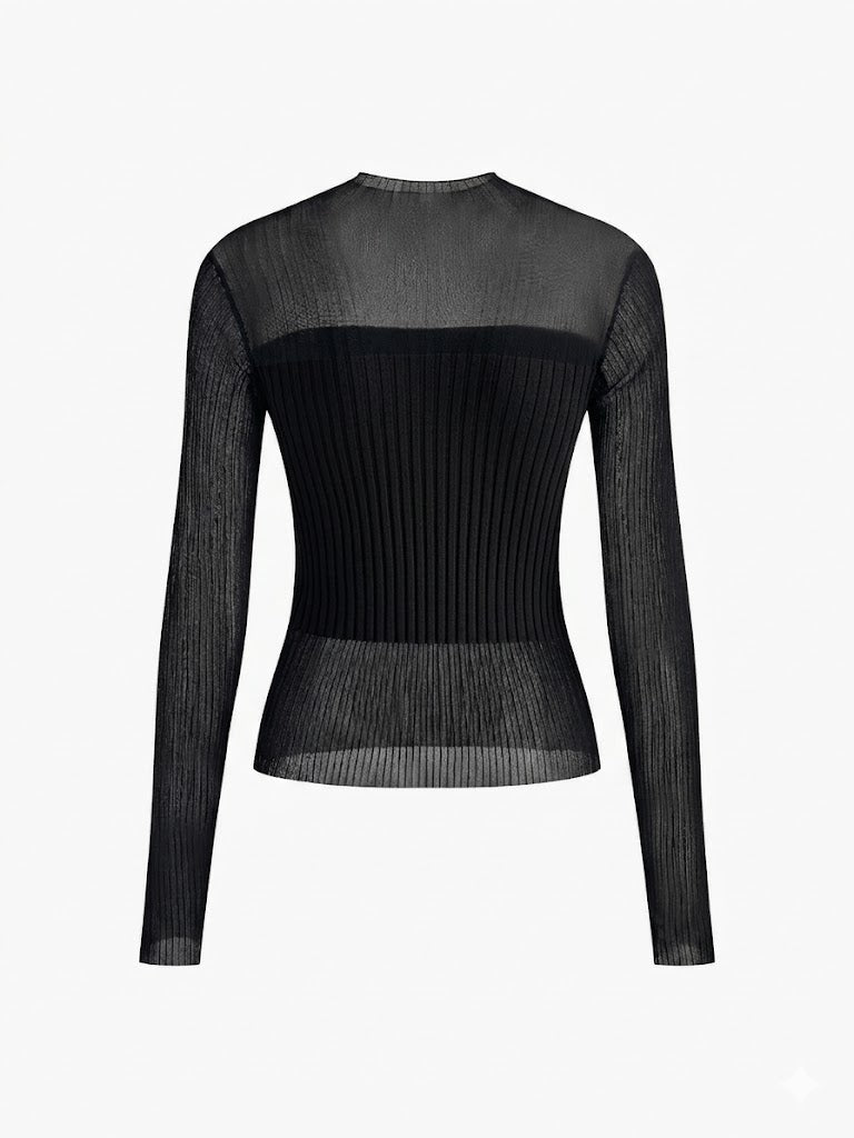 Ruœgy Slim Sheer Panel Sweater