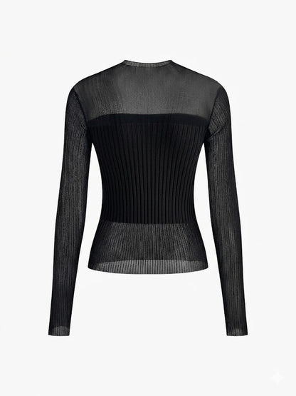 Ruœgy Slim Sheer Panel Sweater