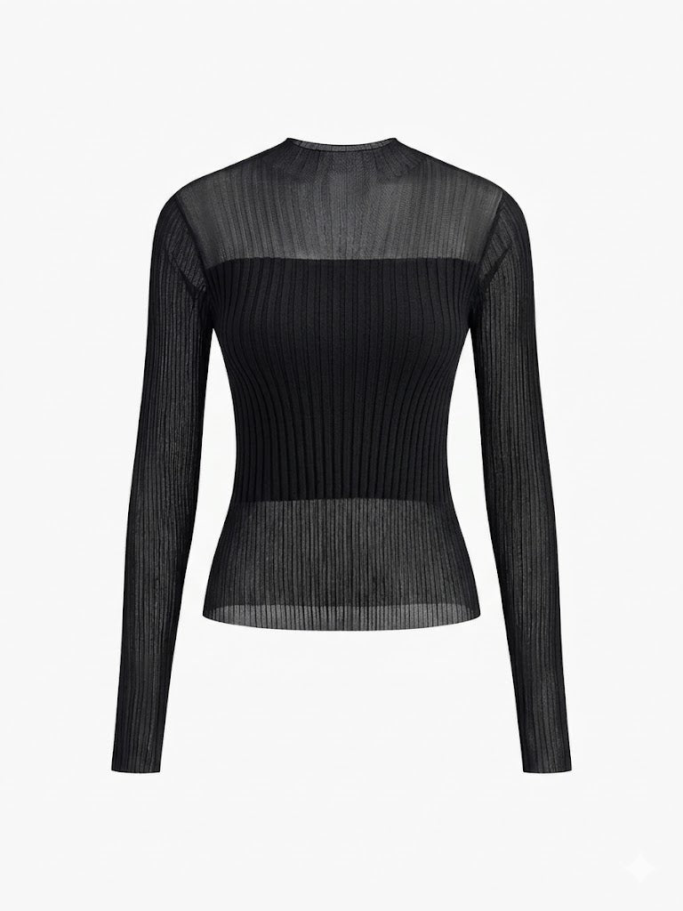 Ruœgy Slim Sheer Panel Sweater